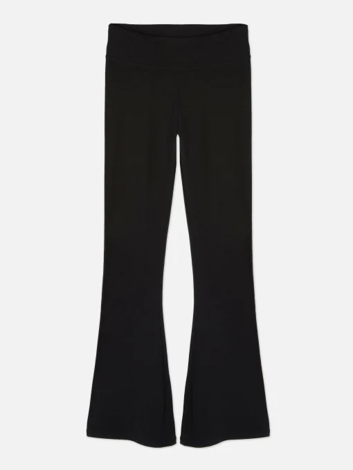 Leggings De Punto Acampanados De Talle Alto
