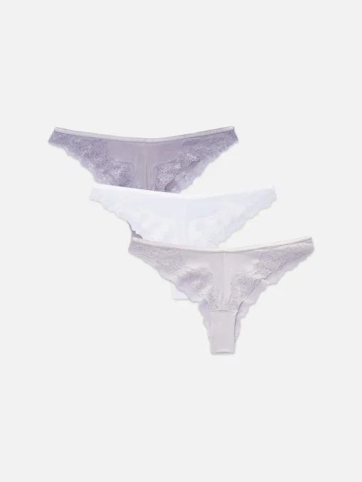 Pack De 3 Braguitas Brasileñas Con Panel De Encaje