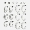 Pack De 9 Pendientes De Aro Y Botón