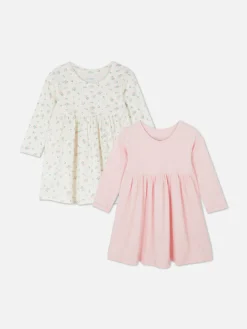 Pack De 2 Vestidos Acanalados De Manga Larga