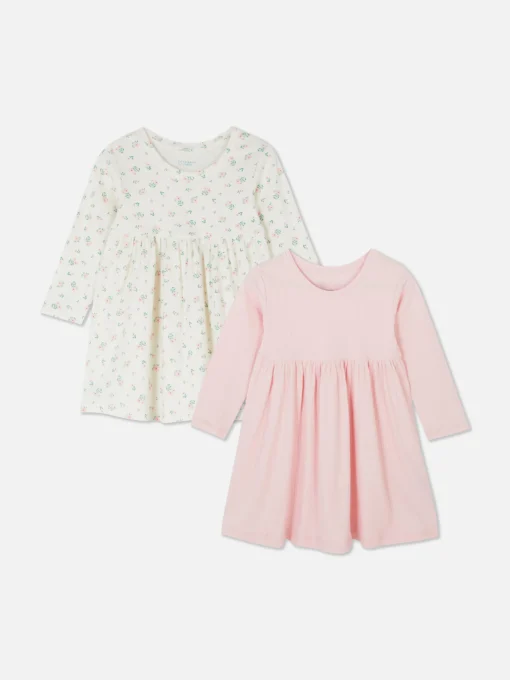 Pack De 2 Vestidos Acanalados De Manga Larga