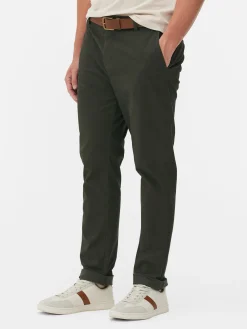 Pantalones Chinos Elásticos De Corte Entallado