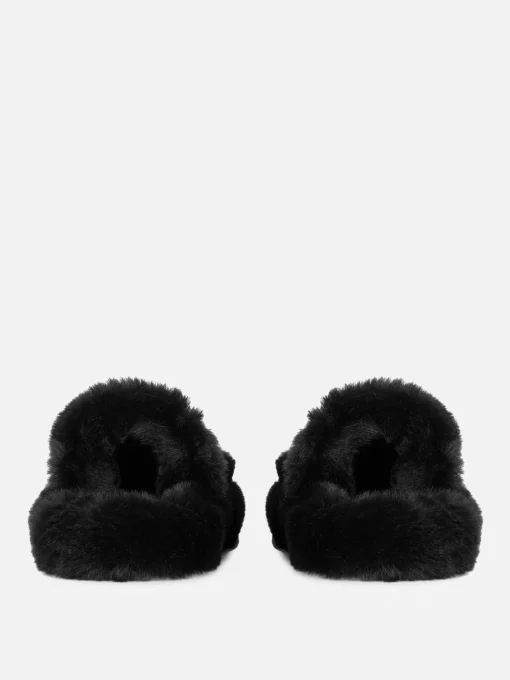 Pantuflas De Pelo Sintético Con Doble Tira