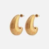 Pendientes De Aro En Forma De Gota Con Textura