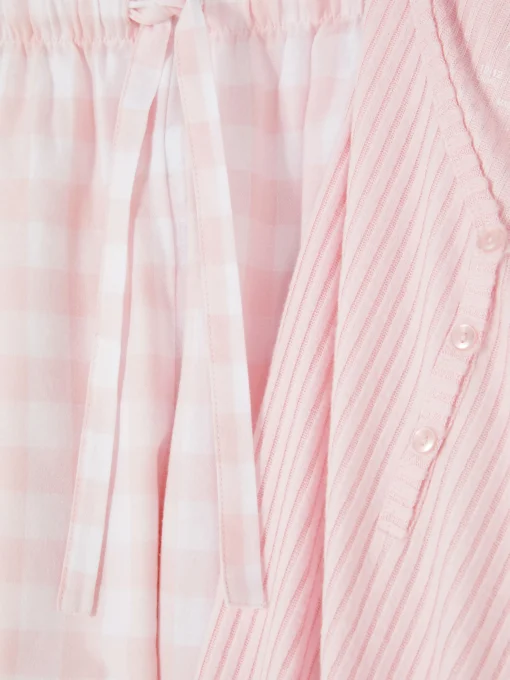Pijama Con Camiseta De Cuello Henley Y Pantalones