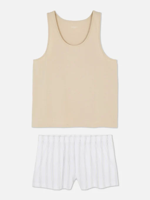 Pijama Corto De Punto Con Camiseta Sin Mangas