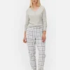 Pijama De Manga Larga Con Pantalones A Cuadros