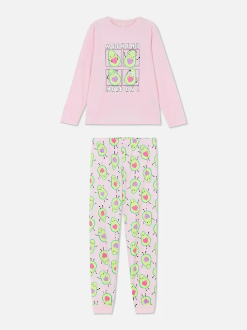 Pijama De Velvetón Con Estampado De Aguacate