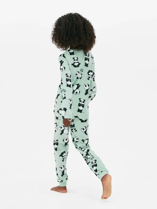 Pijama Largo De Velvetón Con Pandas