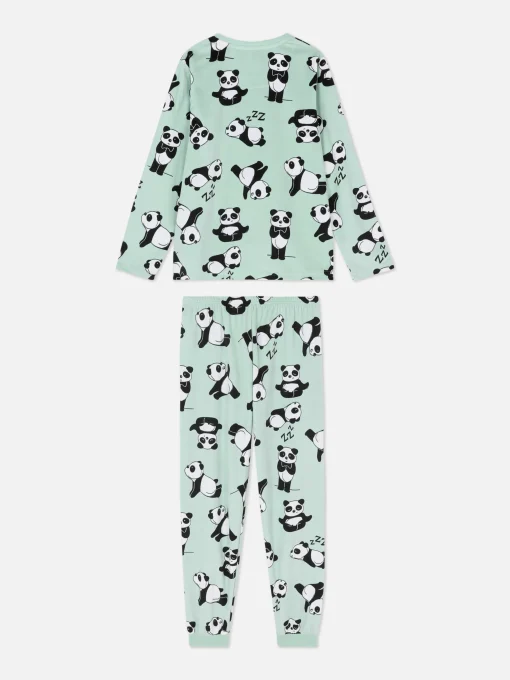 Pijama Largo De Velvetón Con Pandas