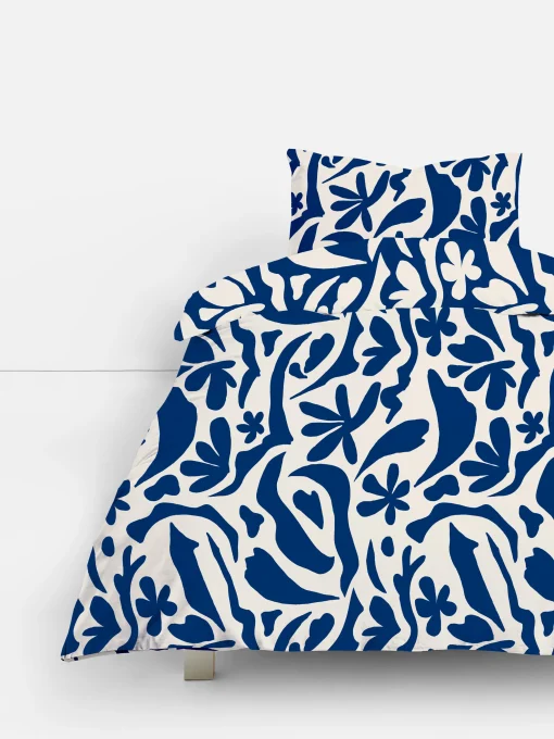 Set De Funda Nórdica Individual De Hojas Azul Marino