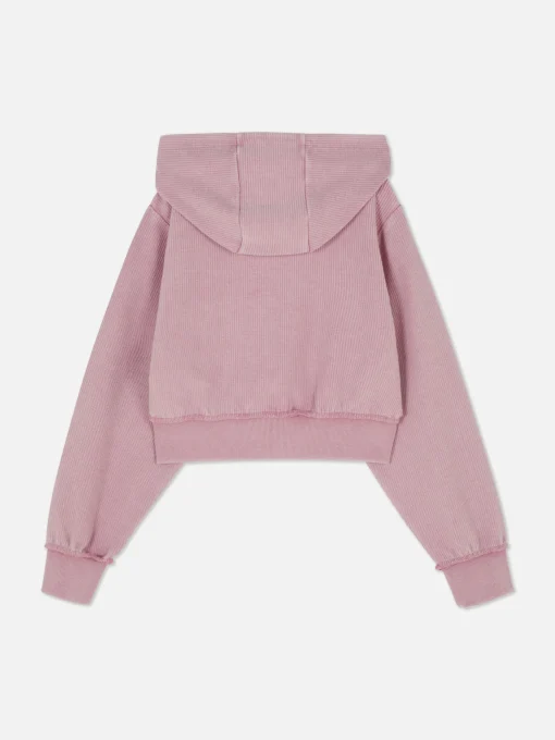 Sudadera Acanalada Con Capucha Y Cremallera