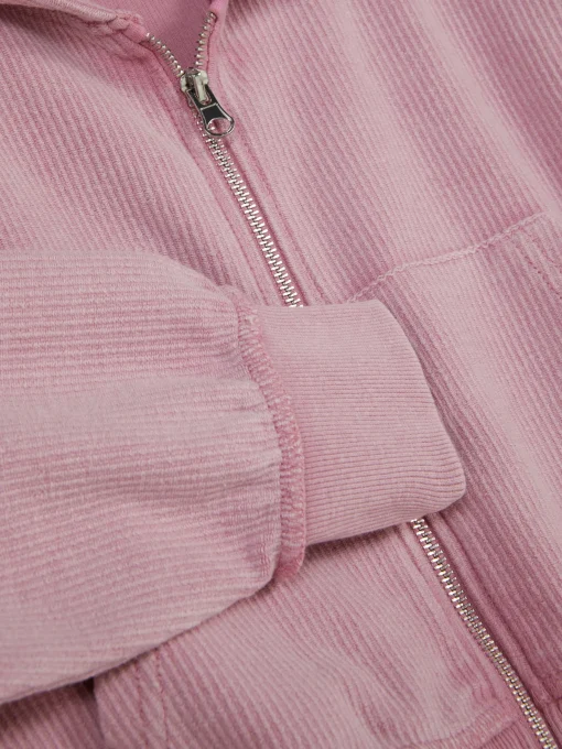 Sudadera Acanalada Con Capucha Y Cremallera