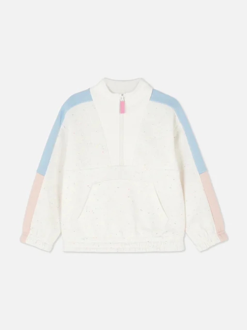 Sudadera Bicolor Con Media Cremallera