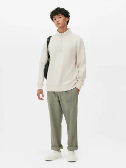 Sudadera Con Cremallera Y Textura Geométrica