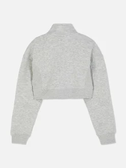 Sudadera Corta Con Cuello Chimenea