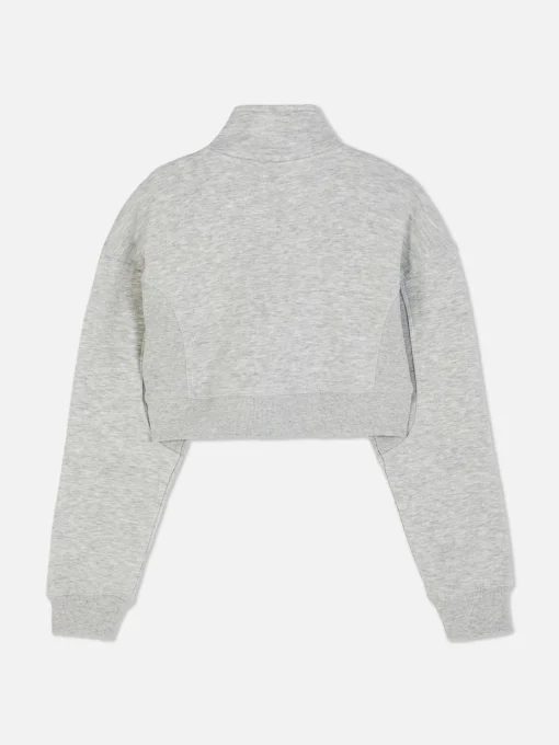 Sudadera Corta Con Cuello Chimenea