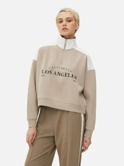 Sudadera De Cuello Chimenea Con Estampado Gráfico