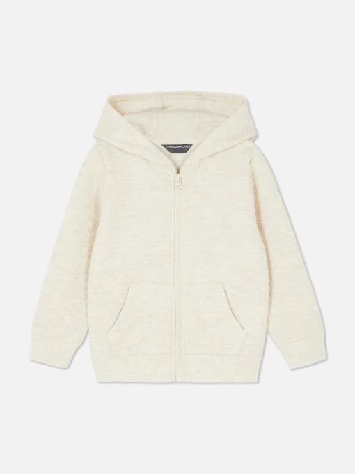 Sudadera Texturizada Con Capucha Y Cremallera