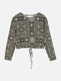 Top De Manga Larga Con Cordón De Ajuste Combinable