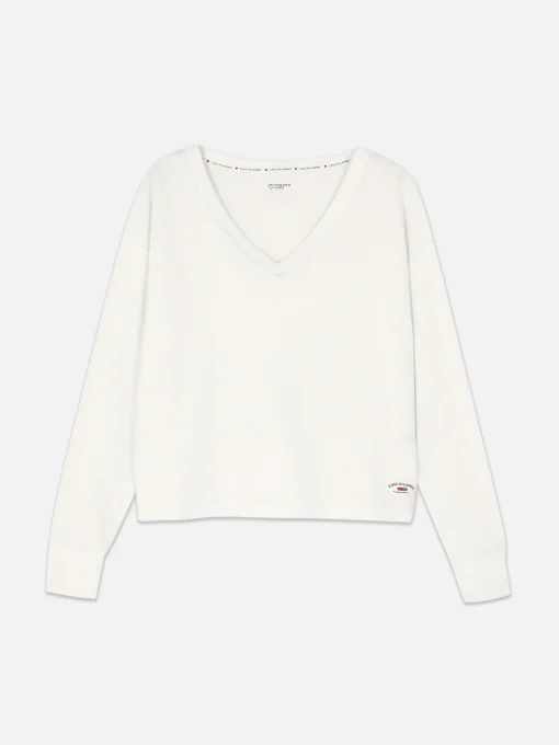 Top De Pijama Holgado De Manga Larga Con Cuello Pico