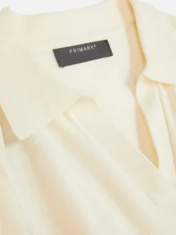 Top De Punto Fino Y Manga Corta Con Cuello
