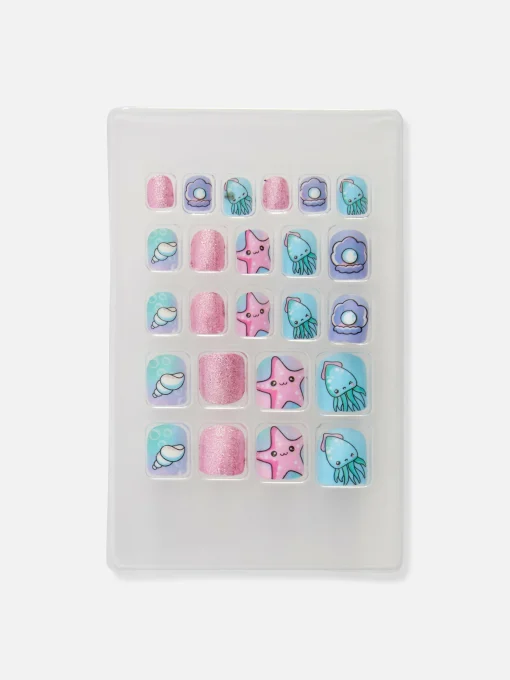 Uñas Postizas A Presión Con Motivos Marinos