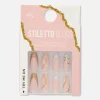 Uñas Postizas Puntiagudas Con Remolinos Brillantes De PS...
