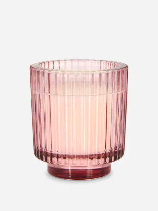 Vela En Vaso De Vidrio Estriado