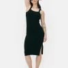 Vestido Acanalado De Escote Cuadrado