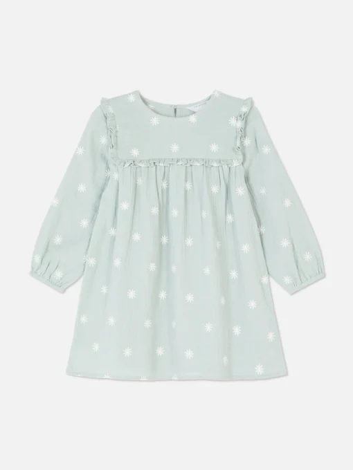 Vestido Con Vuelo De Manga Larga
