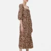 Vestido Midi De Leopardo Con Escote Cuadrado