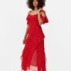 Vestido Midi De Lunares Con Volantes