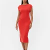 Vestido Midi Fruncido Sin Mangas