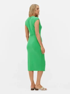 Vestido Midi Fruncido Sin Mangas